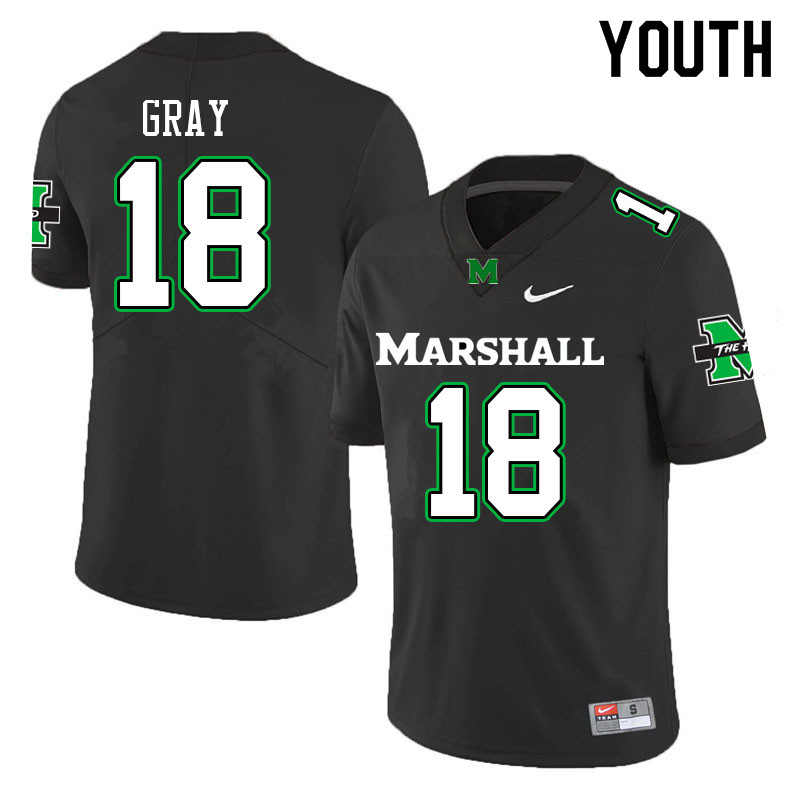 Youth #18 Charlie Gray Marshall Thundering Herd College Football Jerseys Sale-Black